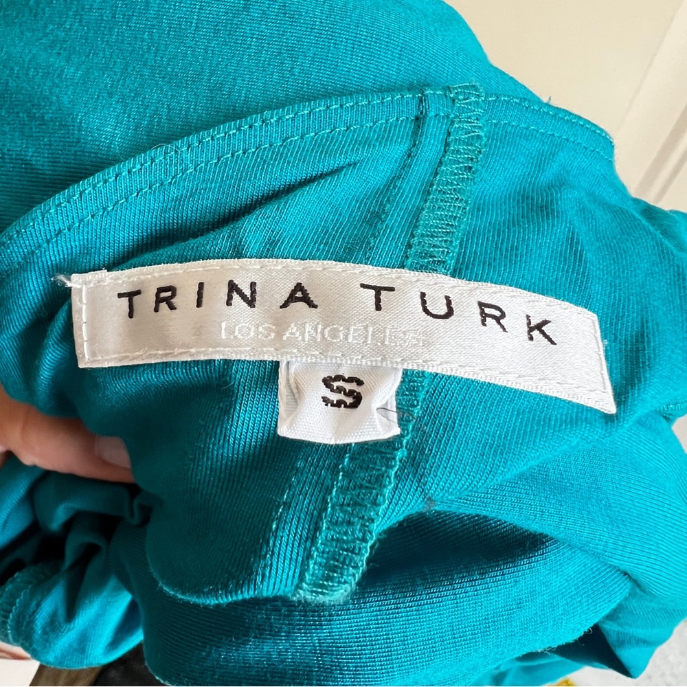 Trina Turk NWT Blue Asymmetrical Ruched Cocktail Dress - Picture 7 of 7